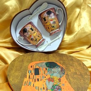 Gustav Klimt mug and spoon gift set